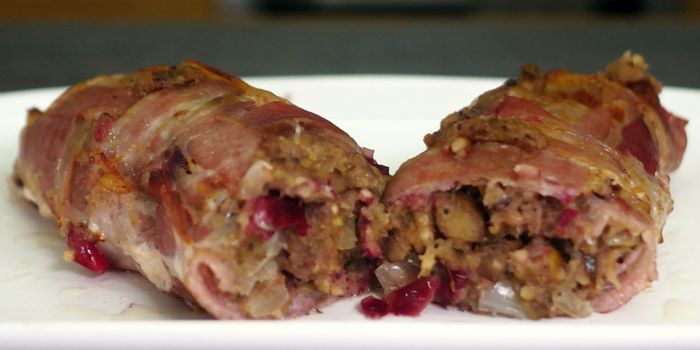 Chestnut and Cranberry Stuffing Wrapped in Bacon Recipe